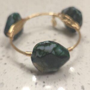 Bourbon and Bowties Emerald Green Stone Bangle Bracelet